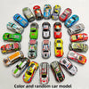 A collection of colorful die-cast mini racing cars in various colors and models displayed on a white background.