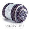 A skein of Fairyland long distance cake blue and white gradient yarn for knitting or crochet.