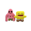 A set of plush toys featuring SpongeBob SquarePants and Patrick Star characters.