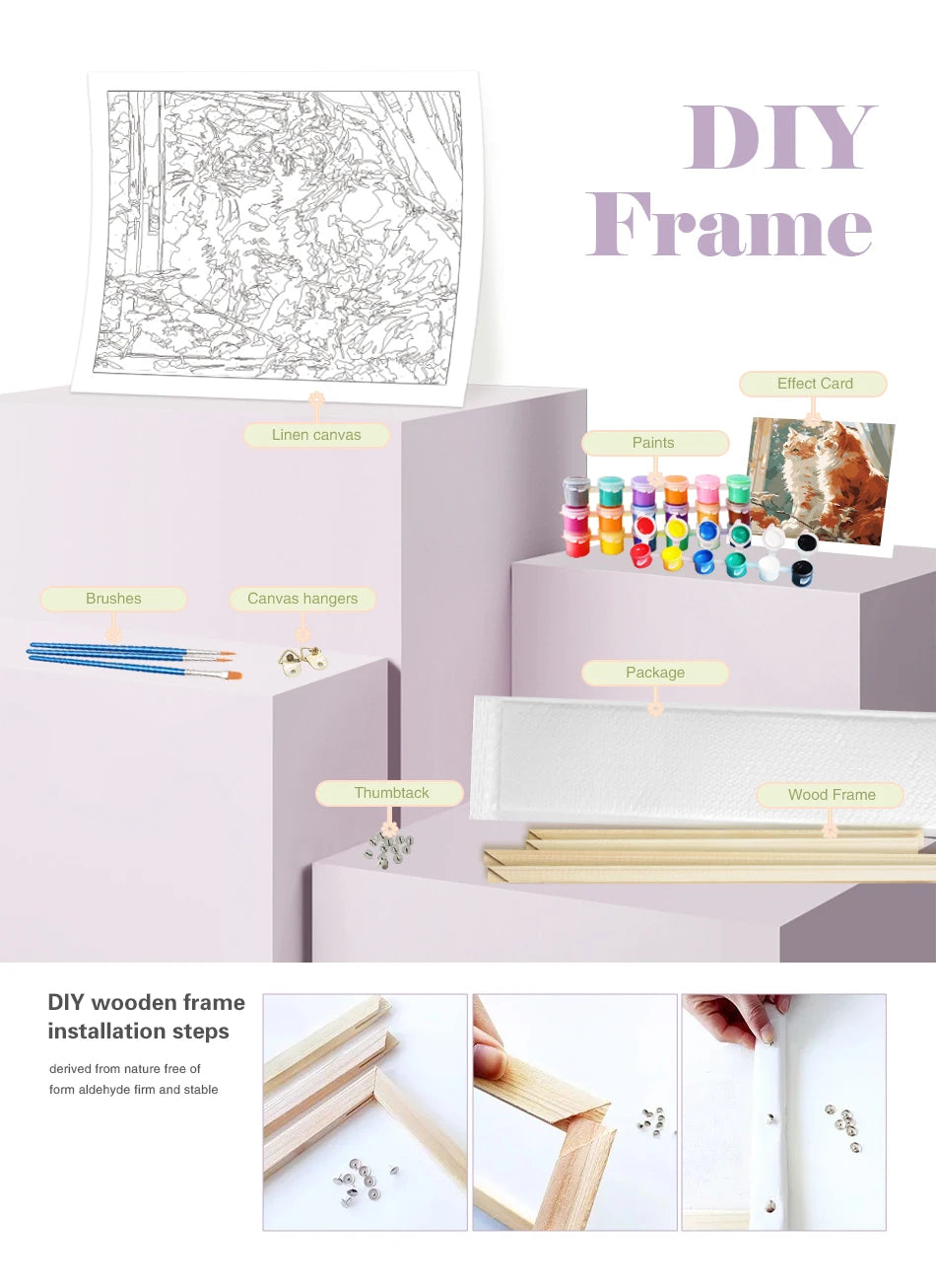 DIY Paint by Numbers Kit | Flowers in Vase | Acrylic Canvas Art with Frame