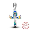 Sterling silver cross charm with angel and evil eye designs for DIY jewelry making