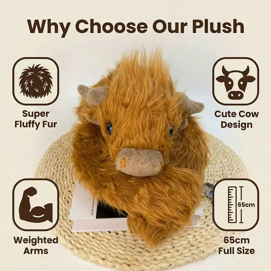 Weighted Highland Cow Plush – Soft & Cuddly Stuffed Animal