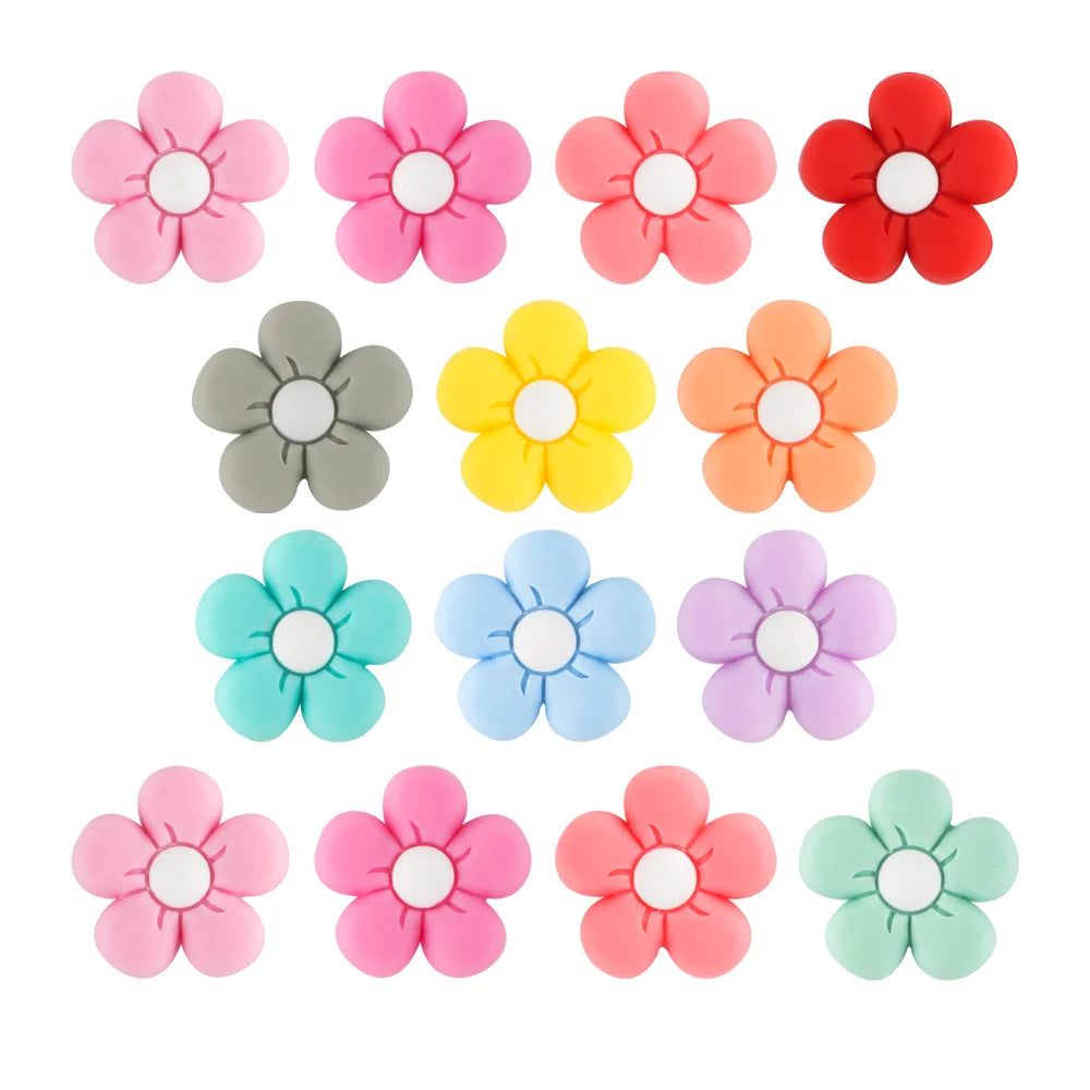Colorful Silicone Flower Beads for Jewelry Making