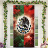 A door cover featuring a vibrant Mexican flag design with an eagle emblem framed by lush green vines.