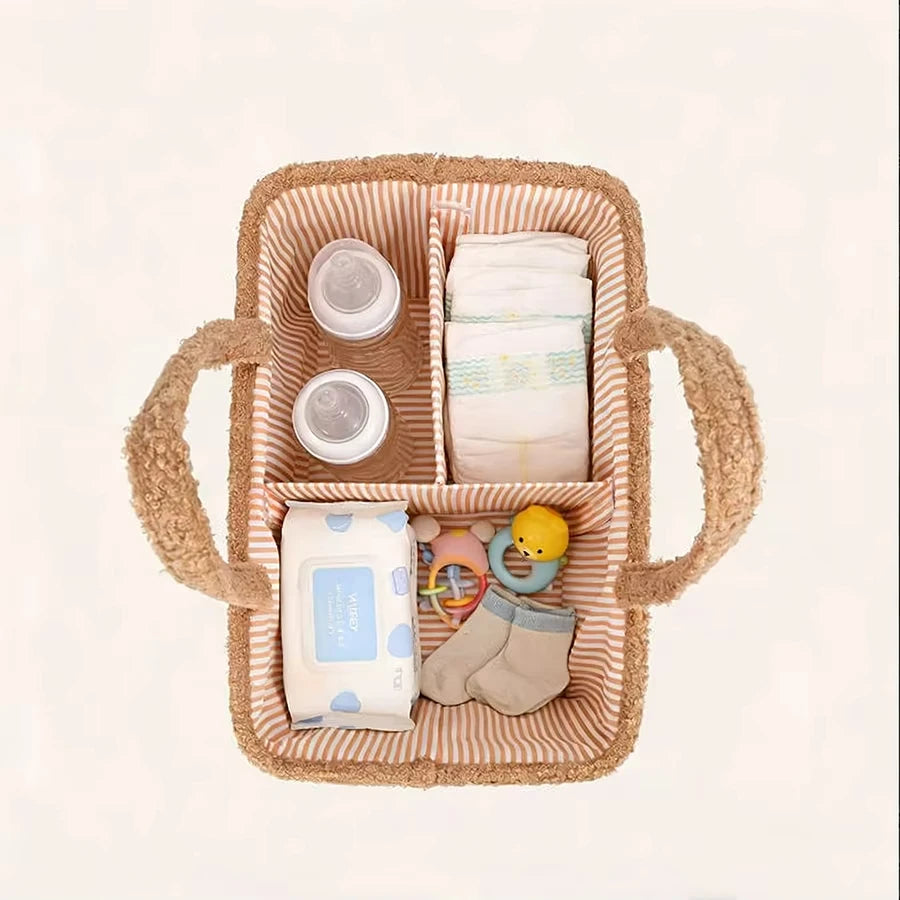 Portable Fleece Baby Diaper Caddy Organizer