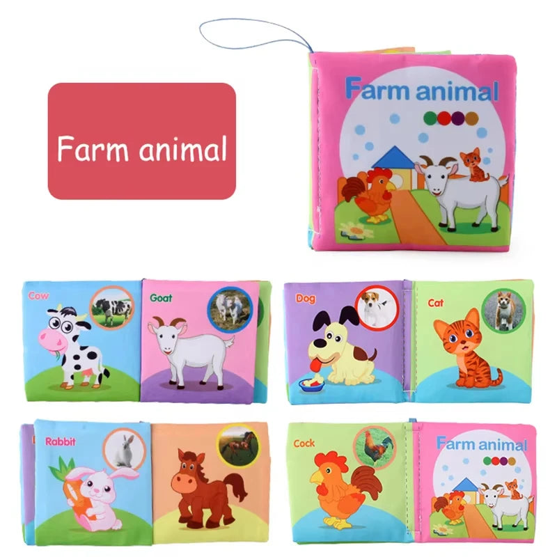 Soft Sensory Cloth Books for Babies with Teething Rings