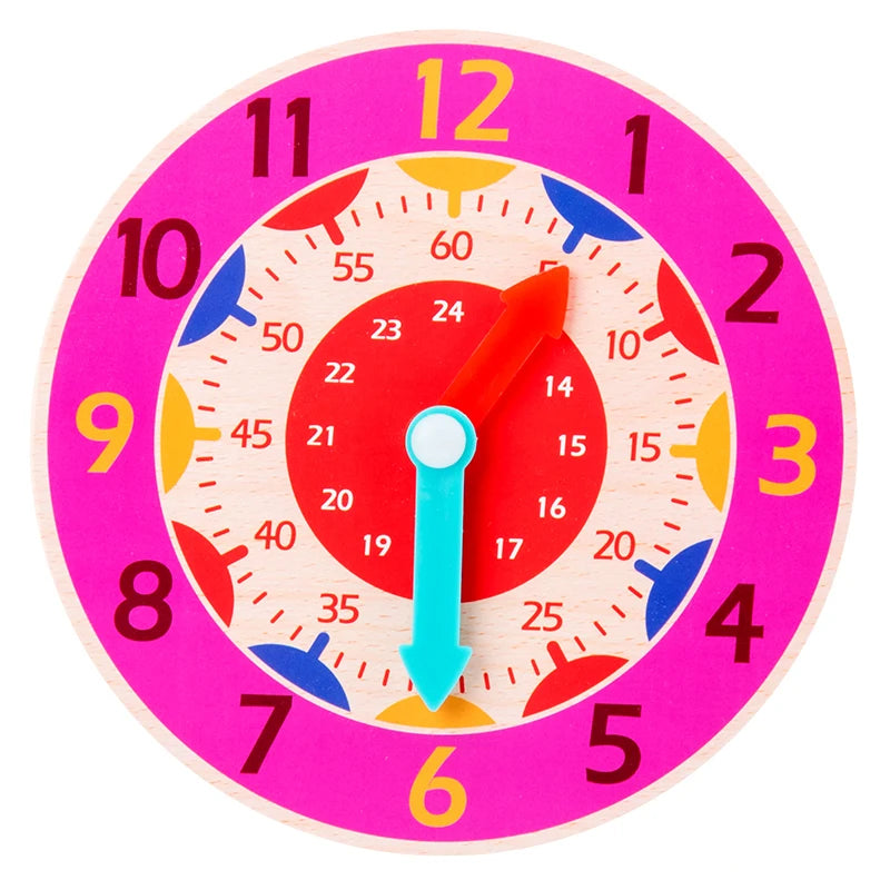 Wooden Montessori Clock Toy for Kids Learning Time