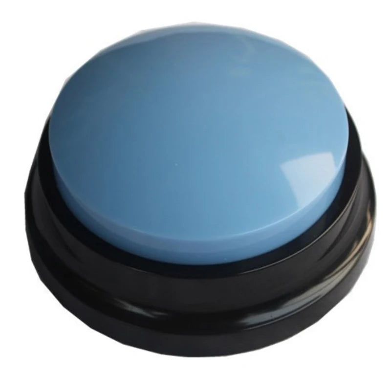A round, light blue button with a black base, used as a 30-second voice recorder and sound board.
