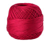 A ball of vibrant red crochet thread used for tatting and embroidery.