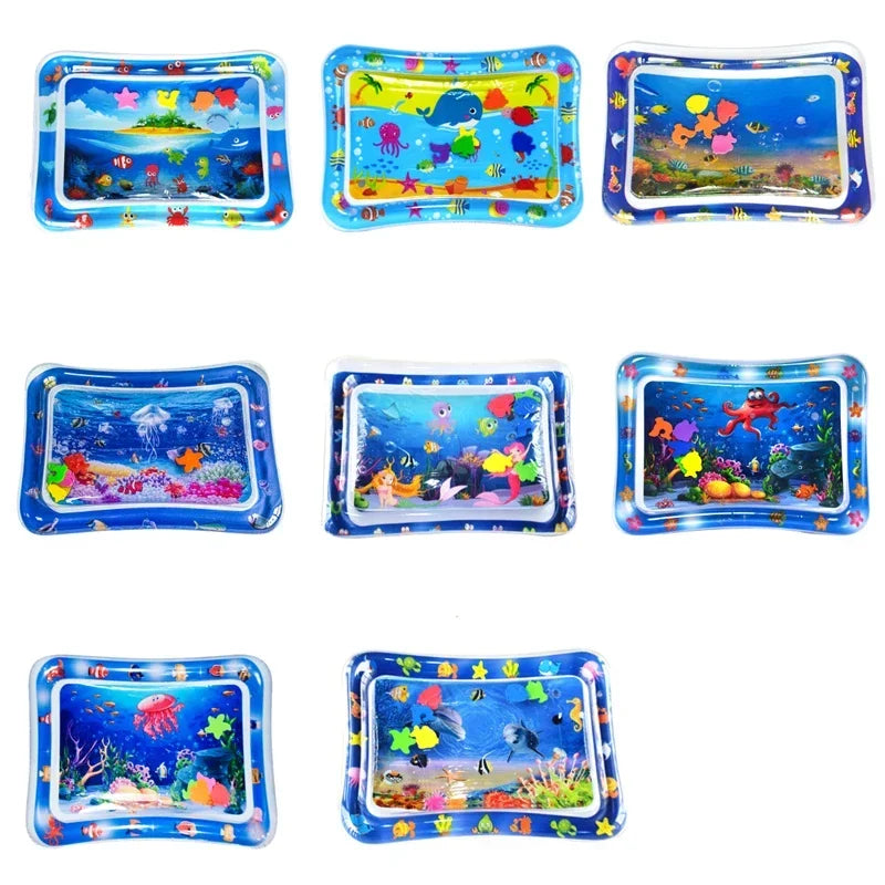 Inflatable Tummy Time Water Play Mat with Floating Fish