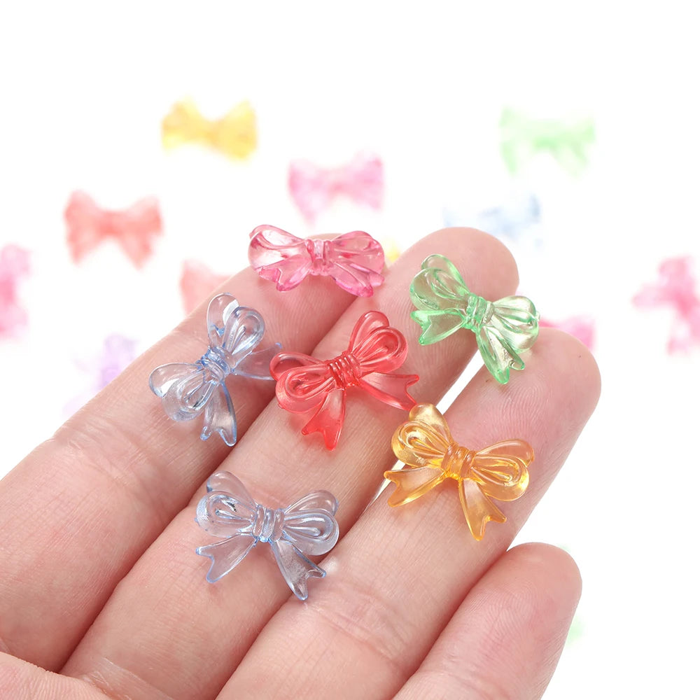 Multicolor Transparent Bow Acrylic Beads for DIY Jewelry Making