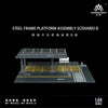 A model of a steel frame platform assembly scenario B diorama for diecast cars.