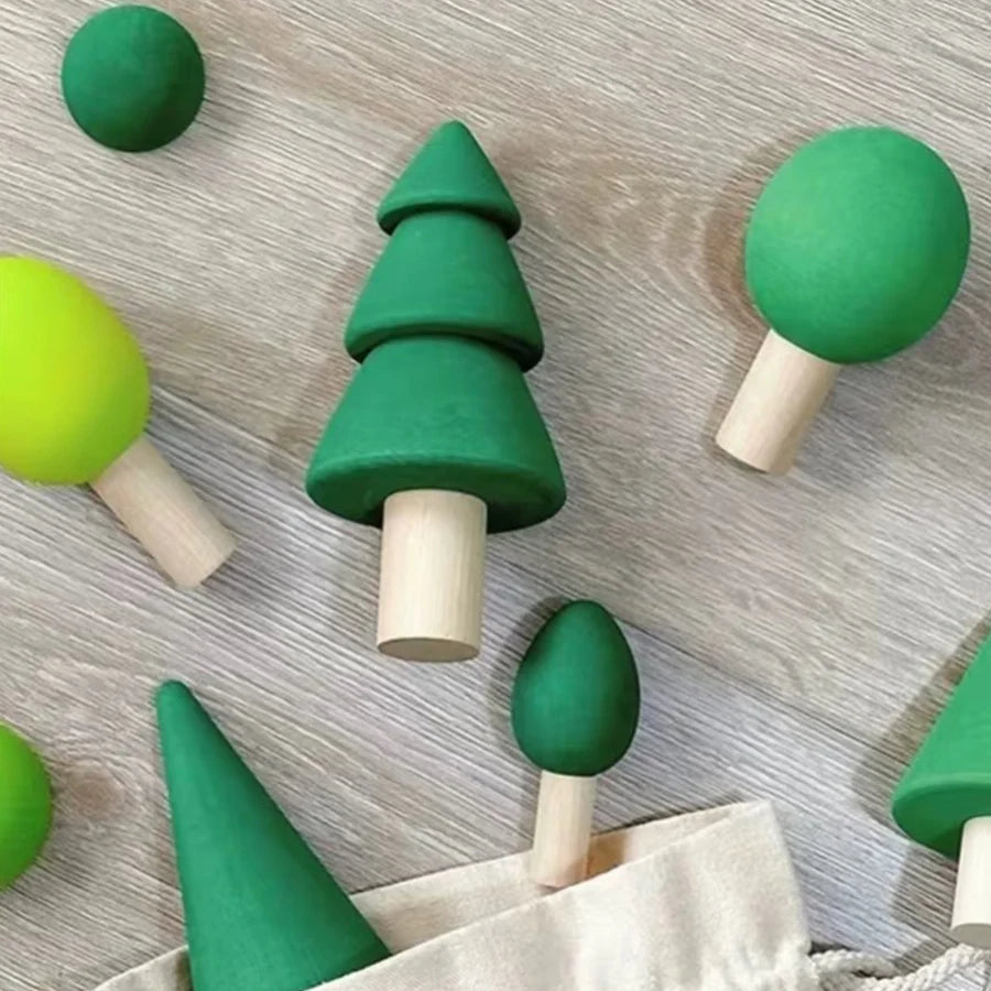 Wooden Rainbow Stacking Blocks for Toddlers & Kids