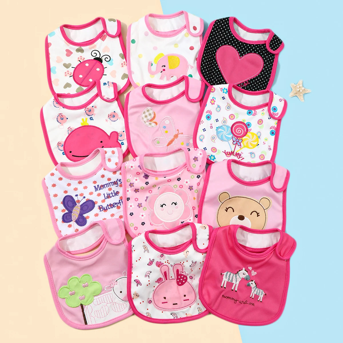 Waterproof Baby Feeding Bibs and Burp Cloths Set (5-Piece)