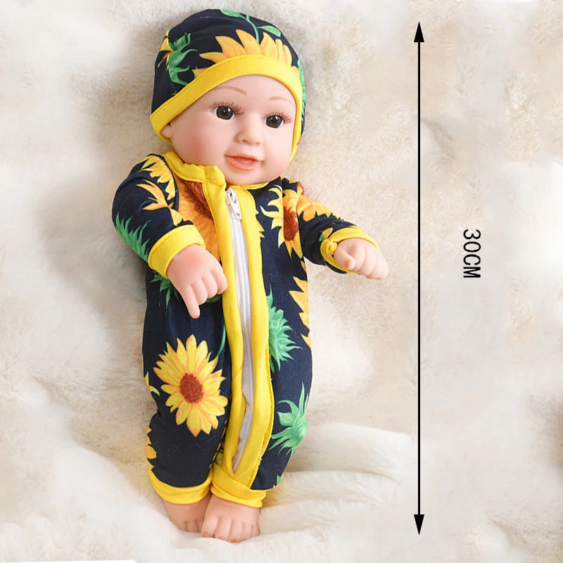 Lifelike 12-Inch Reborn Baby Doll with Outfit – Soft Vinyl, Huggable & Cute