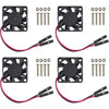 Pack of four 30mm quiet cooling fans for Raspberry Pi, featuring black blades and silver mounting screws.