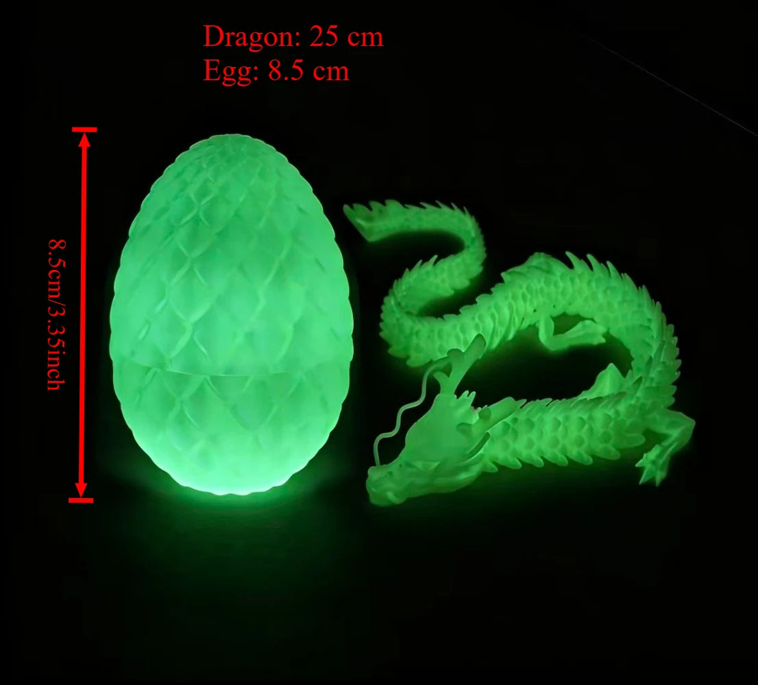 Articulated Dragon Figurine with Egg Display