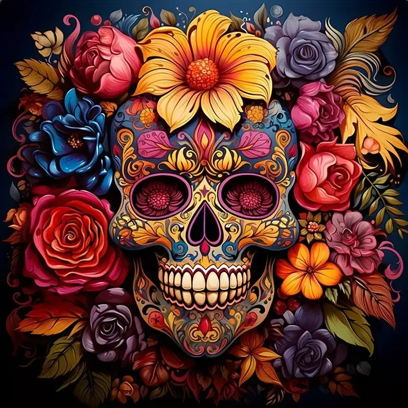 5D Diamond Painting Kit – Floral Skull Full Drill Art Craft