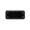 Black PU leather crochet bag bottom with pre-punched holes in a rectangle shape