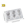 A white silicone mold with three cavities for making keychains, pendants, or pen holders.