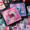 A collection of die-cut stickers featuring Kawaii Cyber Illusion and Vintage Starlight themes, including various colorful and