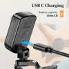 Black USB C charging clip-on tuner with a blue light display for musical instruments