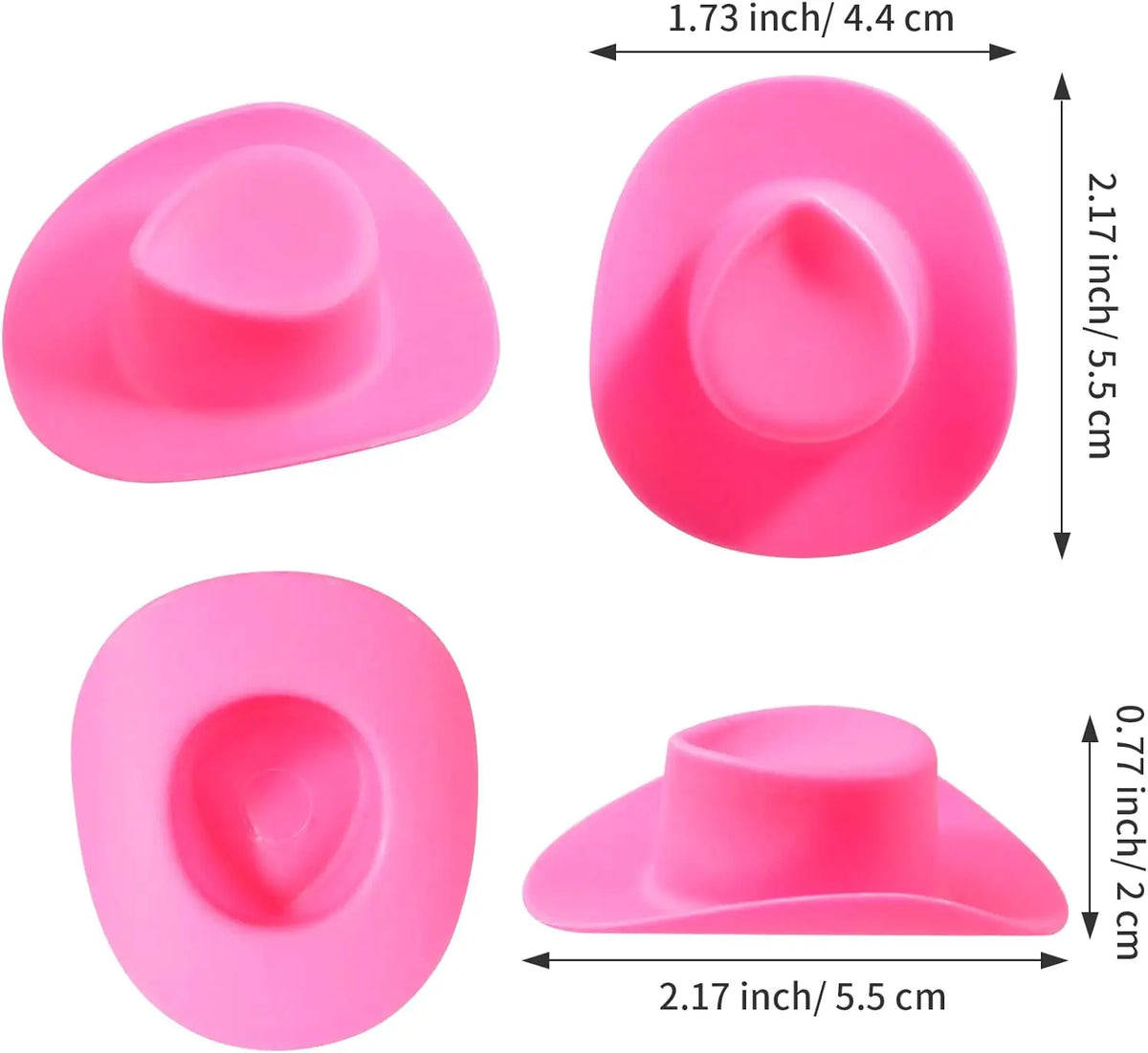 Mini Plastic Cowboy Hats for Party Favors and Cake Toppers