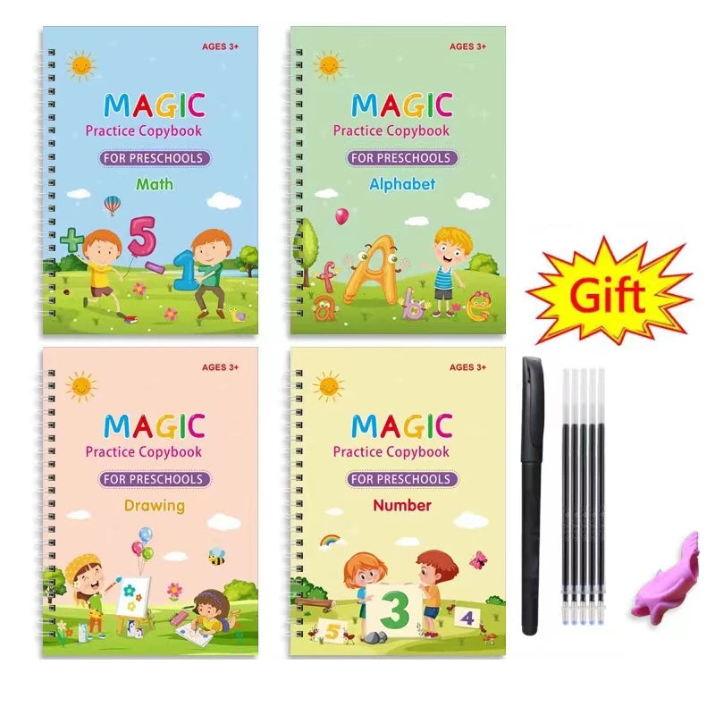 Reusable Grooved Handwriting Books for Kids — Magic Ink Practice Set