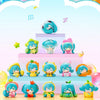 A blind box figure of Hatsune Miku in various colors and poses displayed against a pastel sky background.