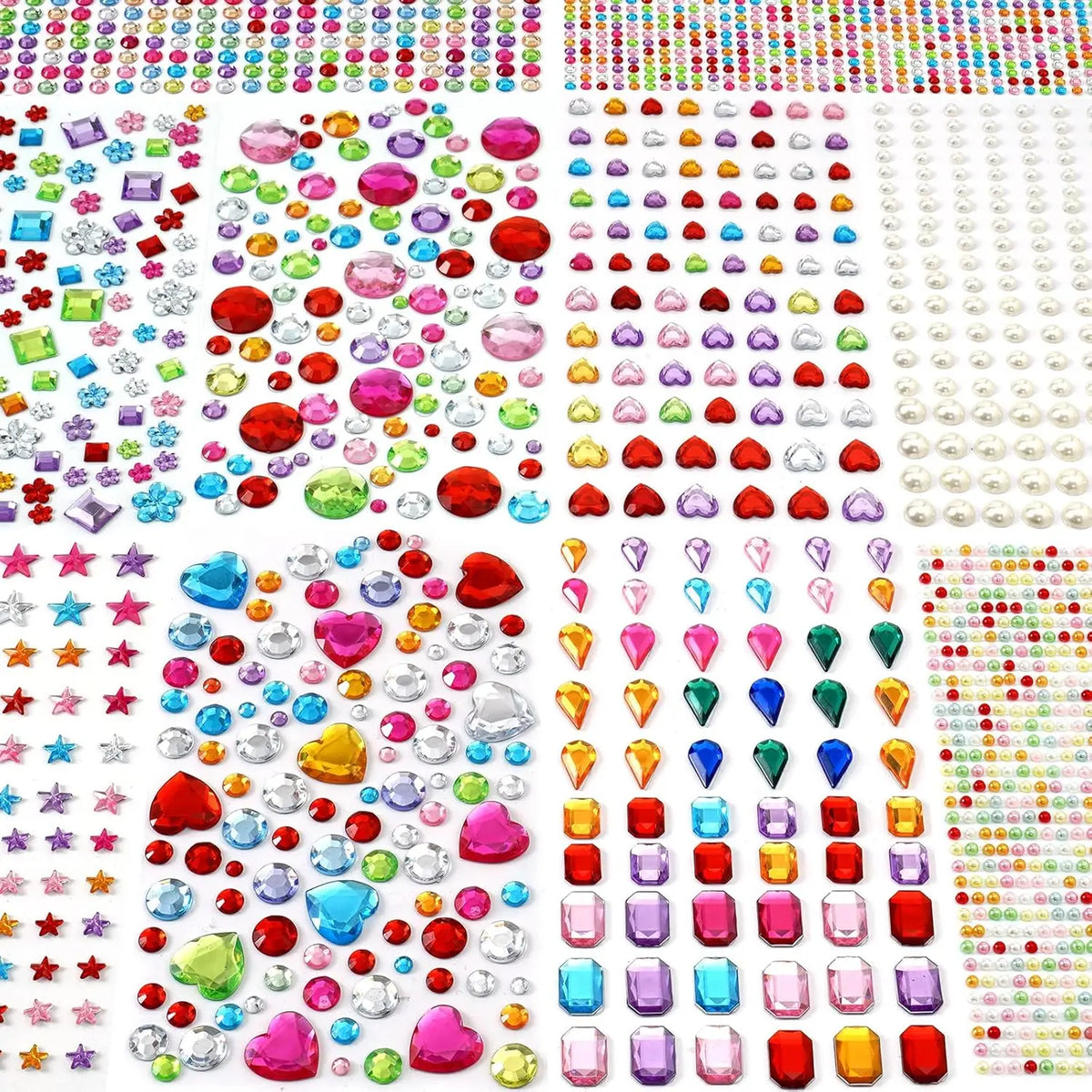Self-Adhesive Gem Stickers for Crafts – 2,742 Pieces