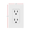 A white wall outlet plate with a standard electrical receptacle installed.