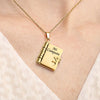 Gold necklace with a Spanish engraved pendant featuring the text Mi Campeón