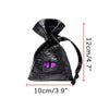 Black PU leather drawstring dice bag with an organizer compartment and a purple dice inside