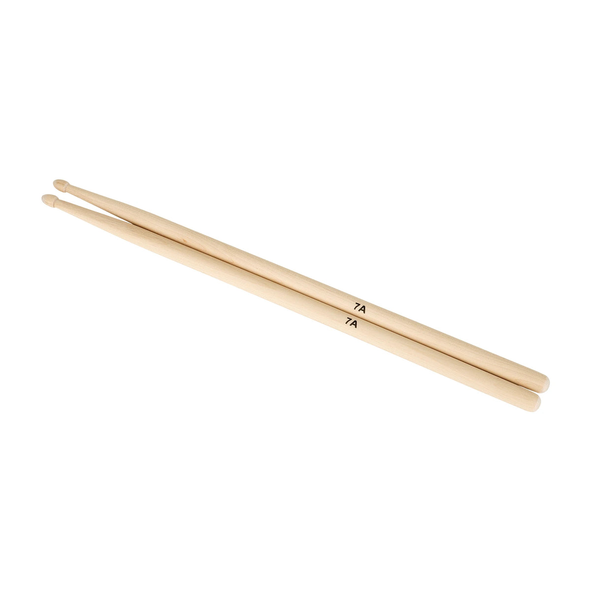 A pair of light wood drumsticks labeled 7A are shown diagonally against a white background.