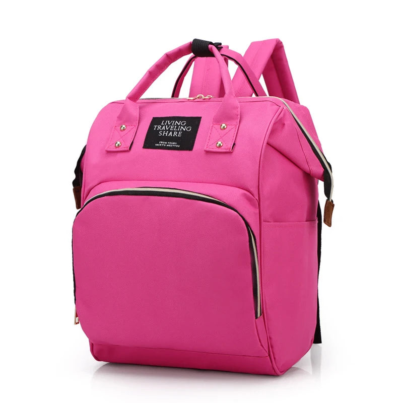 Canvas Baby Diaper Bag with Thermal Bottle Pockets & Hanging Design