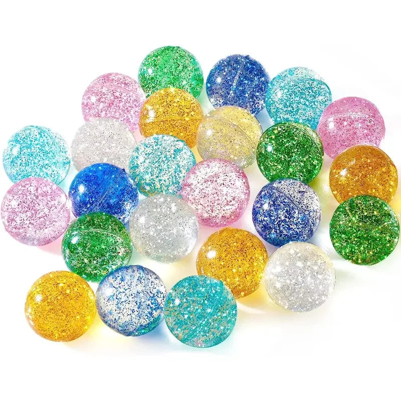 Glitter Bouncy Balls for Kids Party Favors and Prizes (Set of 10, 20, or 30)