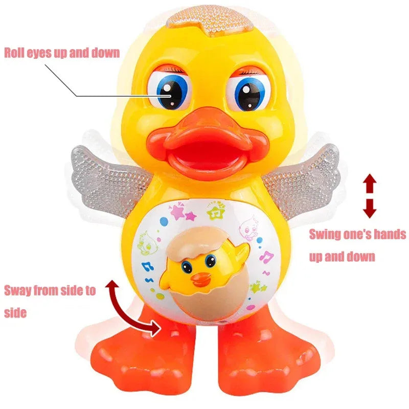 Electric Dancing Duck Toy with Music and Light-Up Eyes