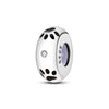 A silver charm bead with a textured surface and a purple inlay, used for DIY bracelet making.