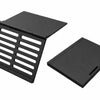 A black foldable Mahjong card holder with a non-slip stand shown in two views.