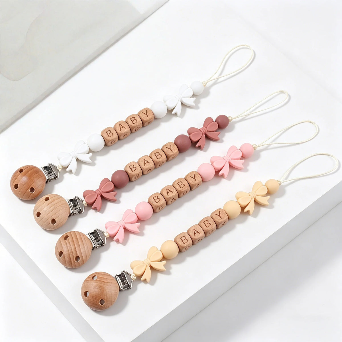 Personalized Baby Pacifier Clip with Silicone Beads