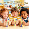 Four children holding colorful squishy butter toys for stress relief and sensory play