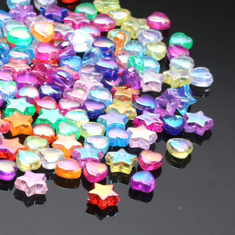 Acrylic Star & Heart Beads for Jewelry Making – 200-Piece Set