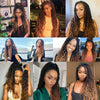 A collage of women showcasing various styles and colors of Goddess Faux Locs crochet hair extensions.
