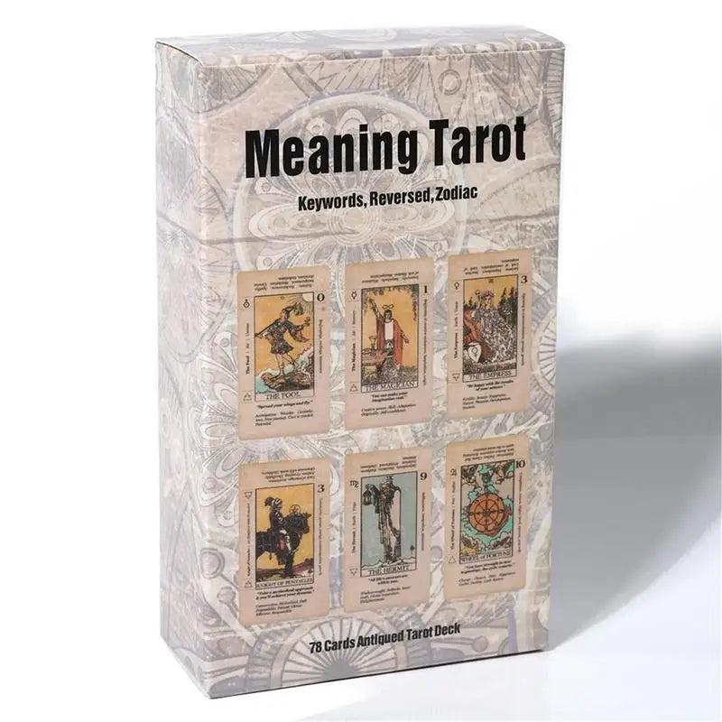 Beginner Tarot Card Deck with Meanings, 78-Card Antiqued Set