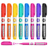 A set of eight multicolored Multicolour dry erase markers with chisel tips shown in various colors.