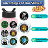 A collection of colorful stickers featuring funny memes and text on a pink bottle background