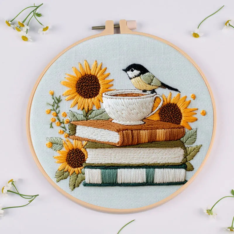 Floral Book Embroidery Kit – DIY Cross Stitch for Adults