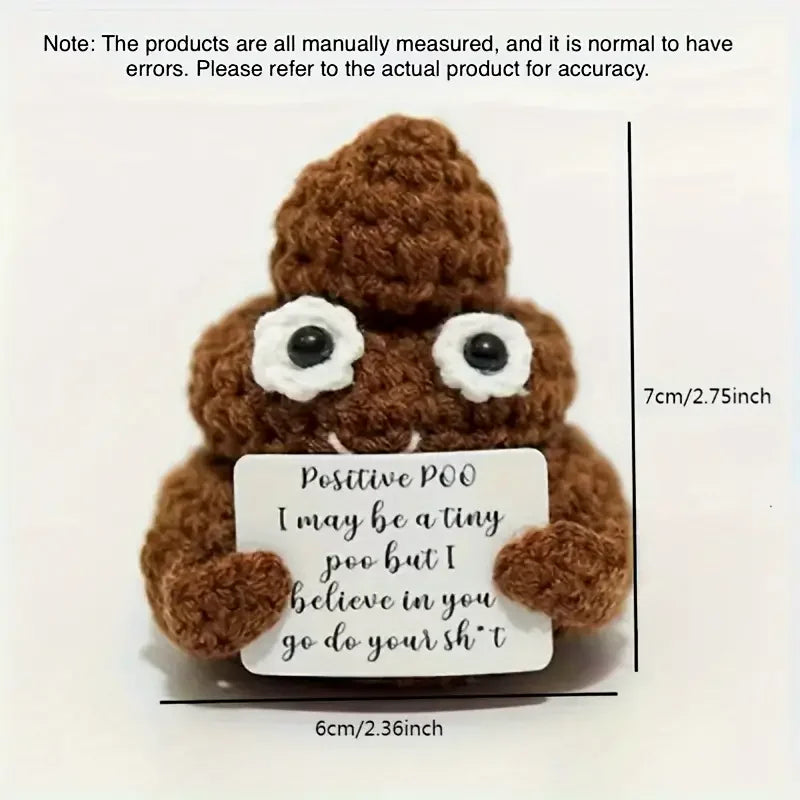 Handmade Crochet Emotional Support Poo Doll with Card