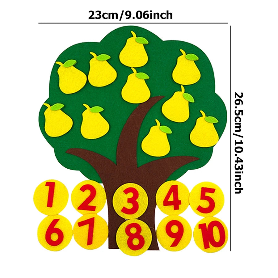 Felt Fruit Tree Puzzle – Color & Number Learning Toy for Kids
