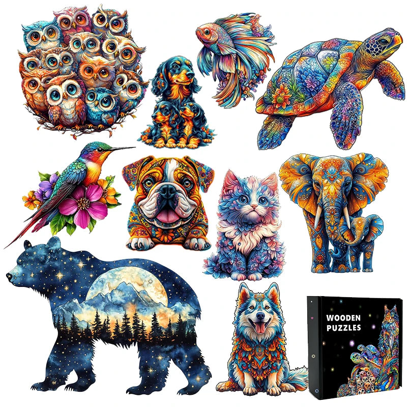 Wooden Animal Jigsaw Puzzle for Kids and Adults
